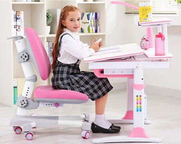 Растущая парта + стул Комплект Mealux EVO Evo-30 BL (арт. Evo-30 BL + Y-115 KBL), серый, розовый в Чите - предосмотр 9