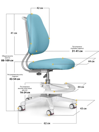 Растущее кресло и растущий стол ErgoKids TH-330 W/BL + ErgoKids Y-507 KBL в Чите - изображение 4