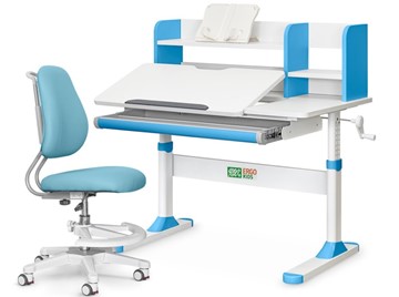 Растущее кресло и растущий стол ErgoKids TH-330 W/BL + ErgoKids Y-507 KBL в Чите