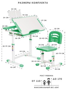 Растущий стул и растущая парта SET HOLTO-17А, зеленый в Чите - предосмотр 11