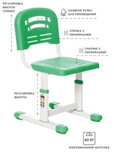 Растущий стул и растущая парта SET HOLTO-17А, зеленый в Чите - предосмотр 4
