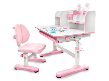Растущая парта + стул Mealux EVO Panda XL pink BD-29 PN, столешница белая / пластик розовый в Чите