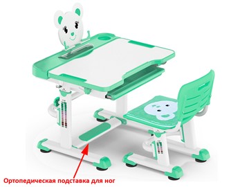 Парта растущая + стул Mealux EVO BD-04 Teddy New XL, green, зеленая в Чите